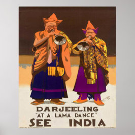 Vintage1934 Se Indien Darjeeling Lama Dance Travel Poster