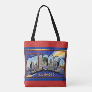 Vintage40-tal " hälsningar från Chicago ", Tygkasse