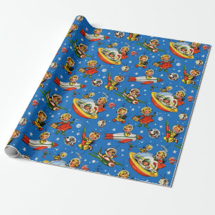 Vintage50-talraket och flygSaucerungar Presentpapper