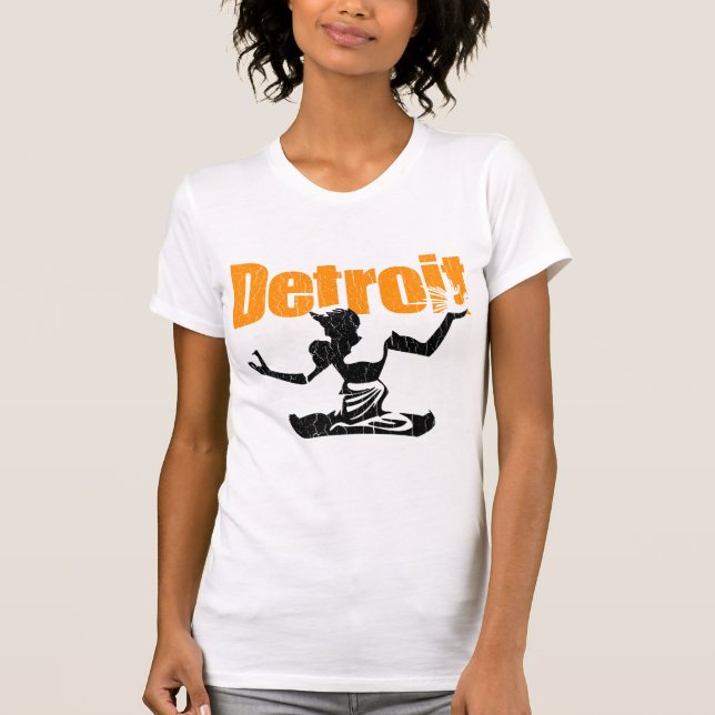 Vintage80-tal DETROIT (den bekymrade designen) Tee Shirt (Framsida)