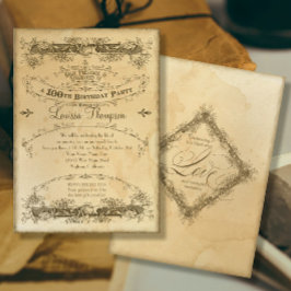 Vintage 100-årsfirande Tekonststänkt Inbjudningar