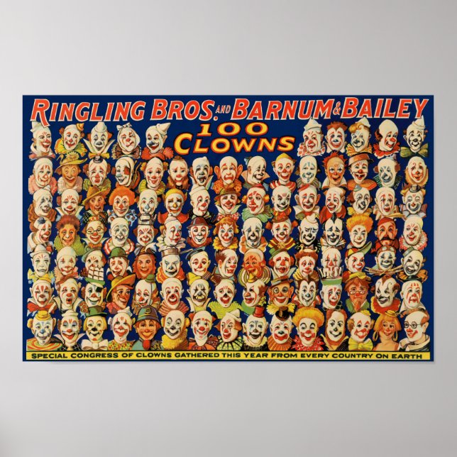 Vintage 100 Clown-poster Poster (Framsidan)