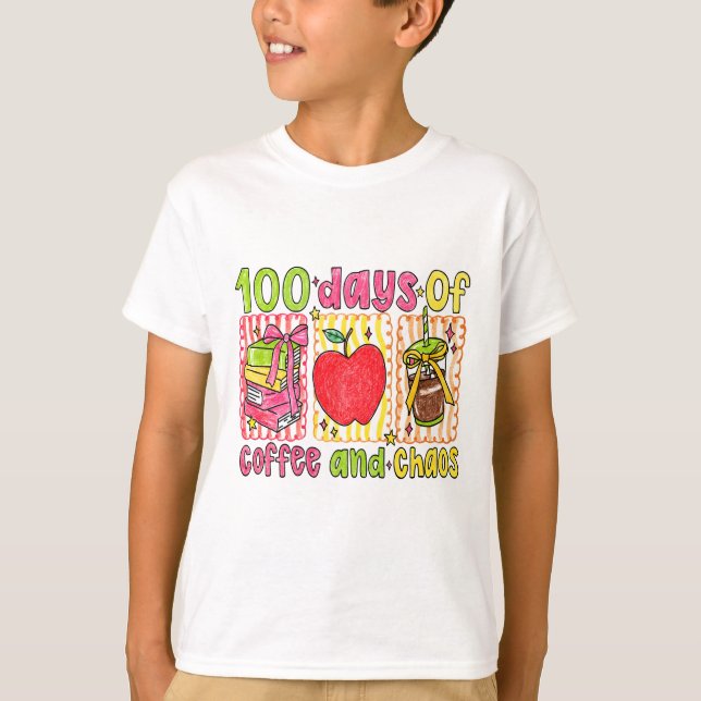 Vintage 100 skoldagar regnbågsfärgkritor  t shirt (Framsida)