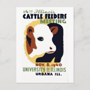 Vintage 14:e mötet i Illinois Cattle Feeders WPA Vykort