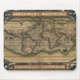 Vintage 1570 Abraham Ortelius gamla världskarta Musmatta