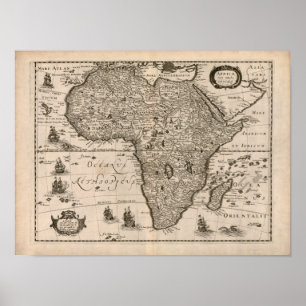 Vintage 1640 Afrika Karta Poster