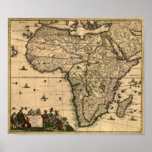Vintage 1688 Afrika Karta Poster