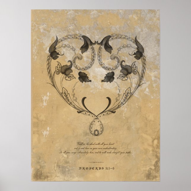 VINTAGE 16:E ÅRHJÄRTAT W/SKRIPTUR POSTER (Framsidan)