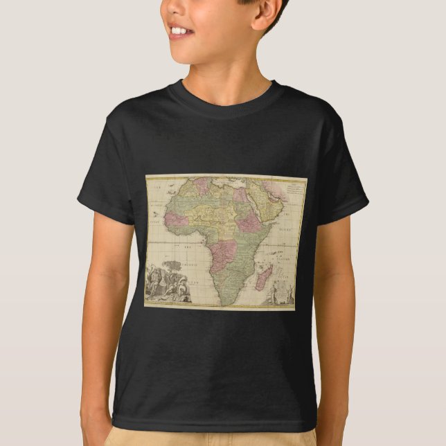 Vintage 1725 Afrika Karta T-shirt (Framsida)
