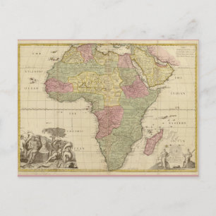 Vintage 1725 Afrika Karta Vykort