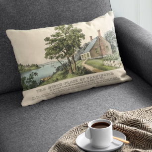 Vintage 1732 George Washington Browns födelseort Prydnadskudde