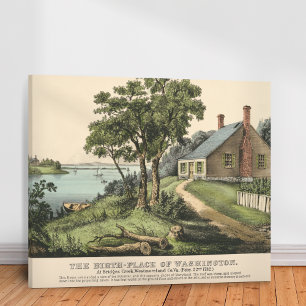 Vintage 1732 George Washingtons födelseort Canvastryck