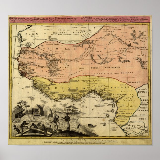 Vintage 1743 Afrika Karta Poster (Framsidan)