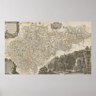 Vintage 1757 Map of Germany, Historical German Poster