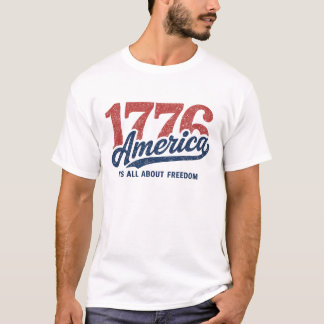 Vintage 1776 Amerika Frihet Typografi T Shirt