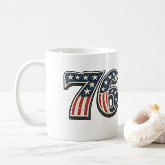 Vintage 1776 Amerikansk Flagga Nummer 76 Patriotis Kaffemugg