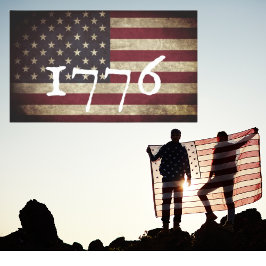 Vintage 1776 Amerikansk Flagga Patriotic Rektangulärt Klistermärke