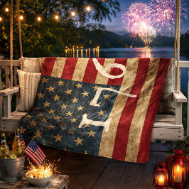 Vintage 1776 Amerikansk Flagga Patriotisk Fleecefilt