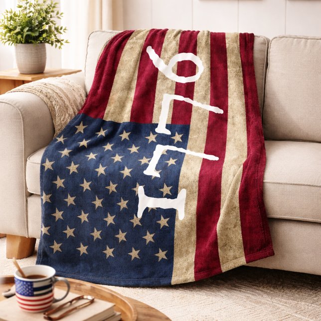 Vintage 1776 Amerikansk Flagga Patriotisk  Fleecefilt (Skapare uppladdad)