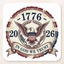 Vintage 1776 Eagle Badge Patriotic Underlägg Papper Kvadrat