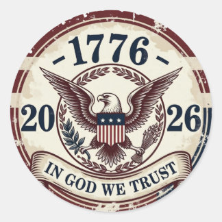 Vintage 1776 Örnmärke Patriotiskt Runt Klistermärke