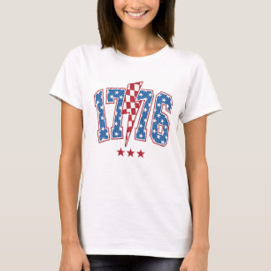 Vintage 1776 Patriotisk Blixt Amerikan Flagg T Shirt