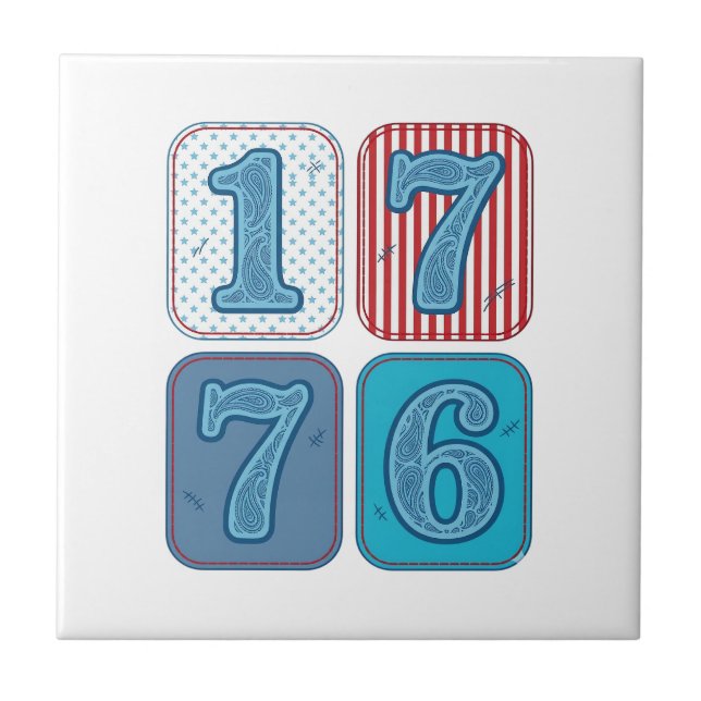 Vintage 1776 Patriotisk Lapptäcke Kakelplatta (Framsidan)