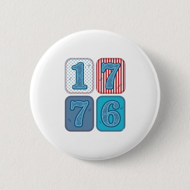 Vintage 1776 Patriotisk Lapptäcke Knapp (Framsida)