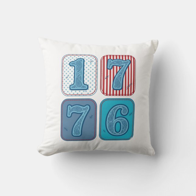 Vintage 1776 Patriotisk Lapptäcke Kudde (Framsida)