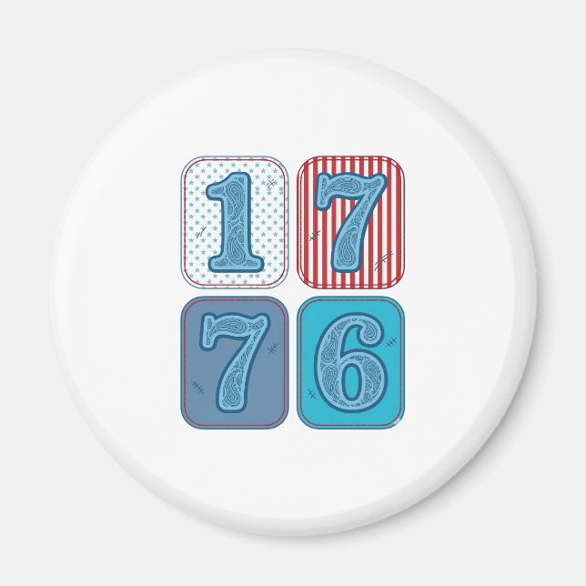 Vintage 1776 Patriotisk Lapptäcke Magnet (Framsidan)