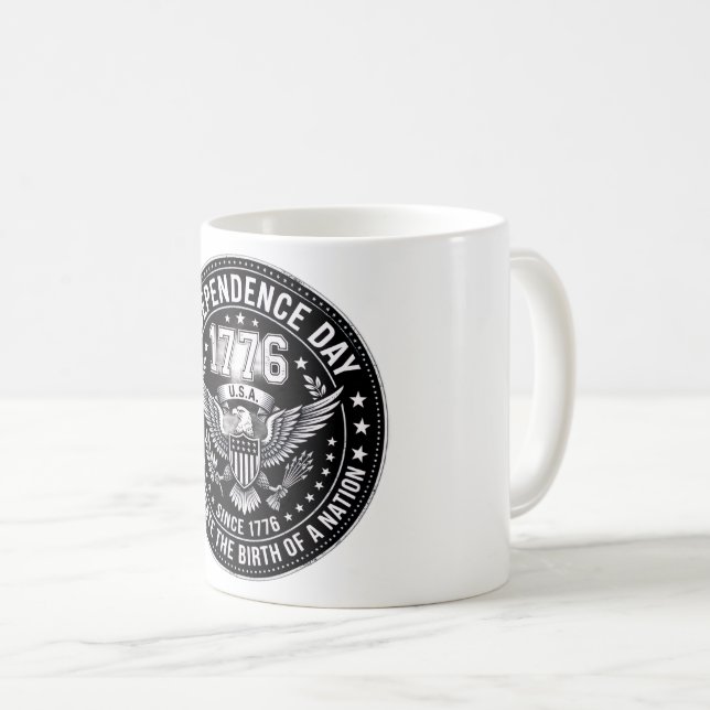 Vintage 1776 självständighetsdag slitna emblem Ho Kaffemugg (Framsida höger)