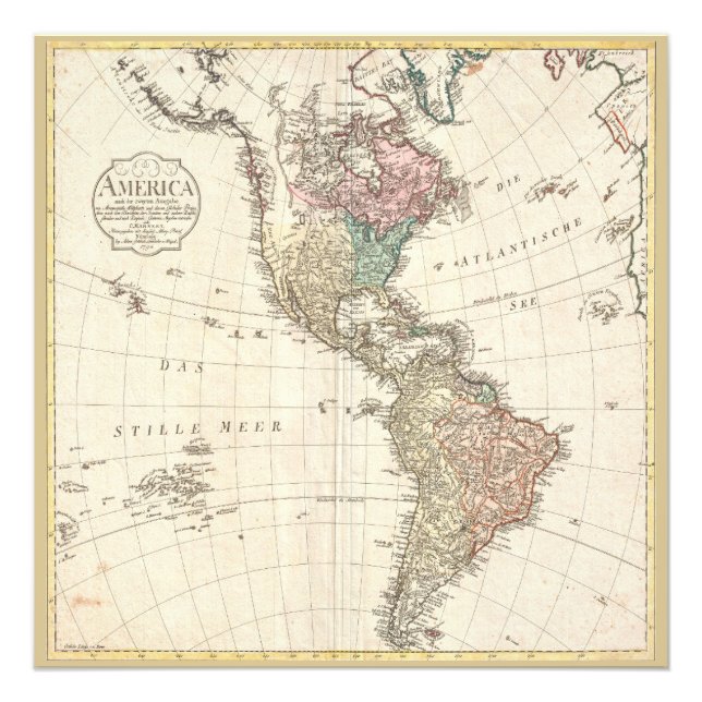 Vintage 1796 Karta i Amerika Fototryck (Framsidan)