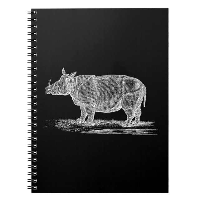 Vintage 1800-tal: Rhinoceros Illustration - Rhino Anteckningsbok (Framsidan)