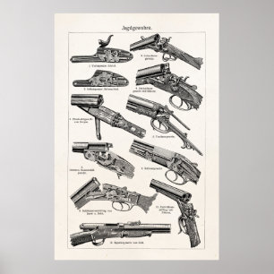 Vintage 1800-talet Pistol Antique Shot Guns Old Ri Poster