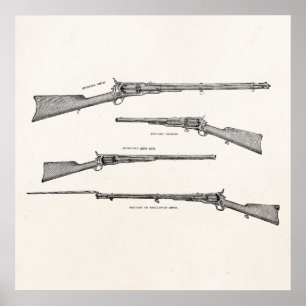Vintage 1800-talet Pistol Antique Shot Guns Old Ri Poster