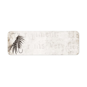 Vintage 1800-talets Anglande Flygfiske flyger unde Returadress Etikett