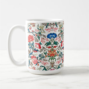 Vintage 1800-talets Blommönster Blue Grönt Red Kaffemugg