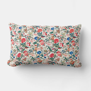 Vintage 1800-talets Blommönster Blue Grönt Red Lumbarkudde
