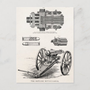 Vintage 1800-talets Gatling Gun Maskin Guns-mall Vykort