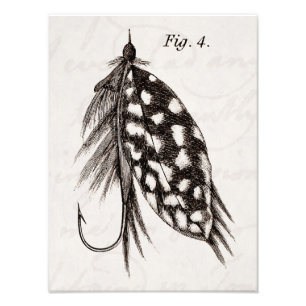 Vintage 1800-talets nya Flygfiske flyger från det Fototryck