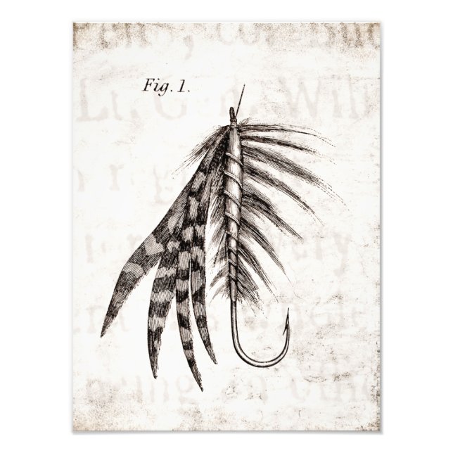 Vintage 1800-talets nya Flygfiske flyger från det  Fototryck (Framsidan)
