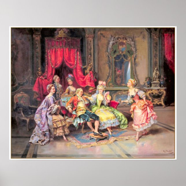 Vintage 1800-talets Party-scen Poster (Framsidan)