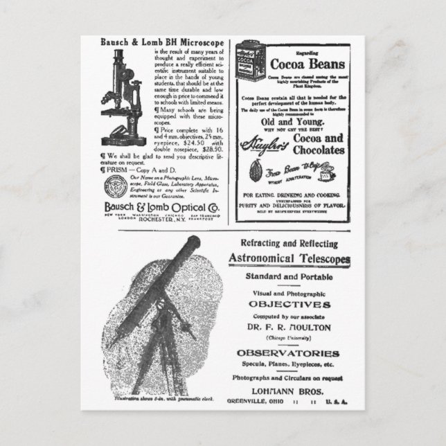 Vintage 1800-talets reklamtidningsartikel Roligt F Vykort (Framsida)