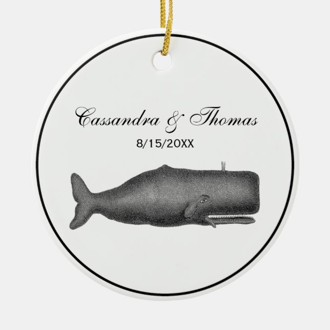 Vintage 1800-talets val Teckning N Julgransprydnad Keramik (Framsidan)