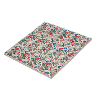 Vintage 1800-tals blomster Mönster Blå Grön Röd Kakelplatta
