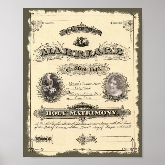 Vintage 1800's Marriage Certificate Posters (Framsidan)
