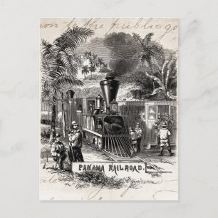 Vintage 1800s Panama Canal Railroad Tåg mall Vykort