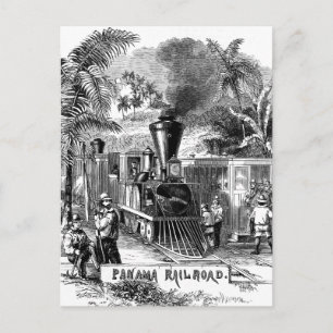 Vintage 1800s Panama Canal Railroad Tåg mall Vykort