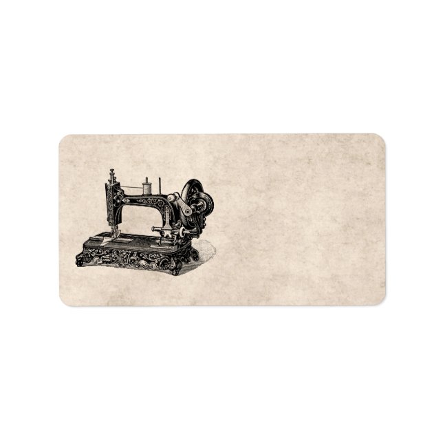 Vintage 1800s Syningsillustration för Maskin Adressetikett (Framsidan)