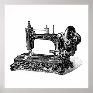 Vintage 1800s Syningsillustration för Maskin Poster